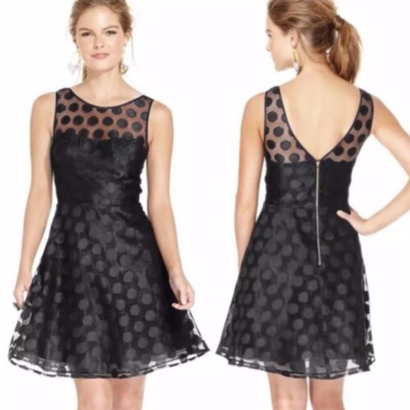 Betsey Johnson Dresses & Skirts - Betsey Johnson Black Polka Dot Illusion Dress